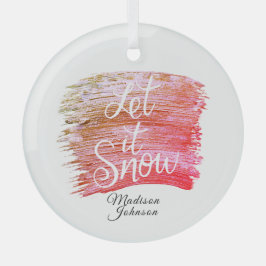 Adorno De Cristal Dejar que la nieve en rosa a marrón pintar el nomb