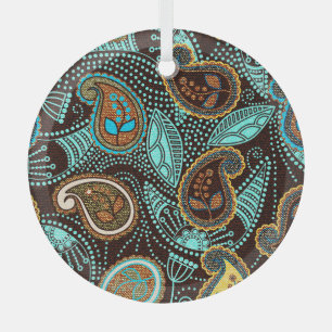 Adorno De Cristal Denim Paisley: Patrón de textura de jeans sin foco