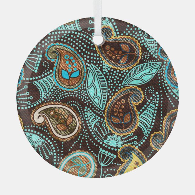 Adorno De Cristal Denim Paisley: Patrón de textura de jeans sin foco (Anverso)