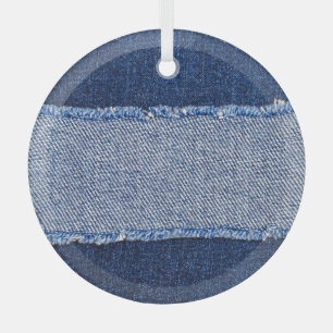 Adorno De Cristal Denim roto: tela de jeans azules.