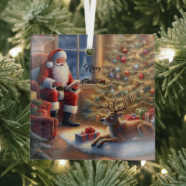 Adorno De Cristal Después del trabajo - Santa Claus y sus renos