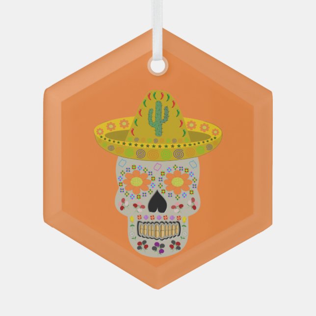 Adorno De Cristal Día de la Calavera Muerta en México (Anverso)