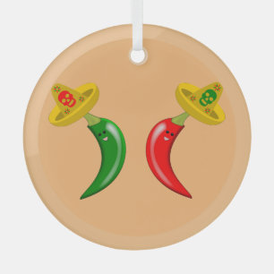 Adorno De Cristal Día de los Muertos Chilis Mexicanos