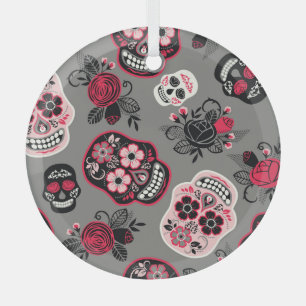 Adorno De Cristal Dia de los Muertos: Patrón de cosecha