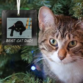 Adorno De Cristal Día del Padre Divertido Gato Negro Adorable Mejor 