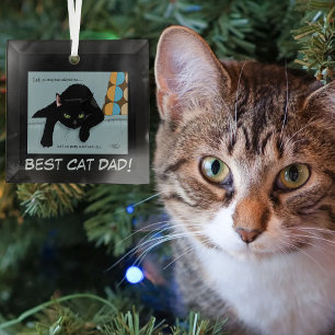 Adorno De Cristal Día del Padre Divertido Gato Negro Adorable Mejor