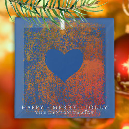 Adorno De Cristal Dibujo Artístico de Corazón Azul Familia Navidad
