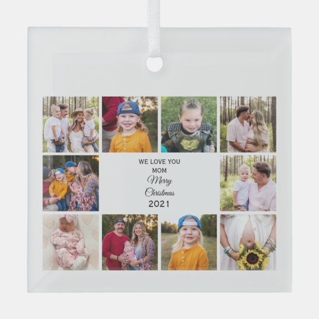 Adorno De Cristal Diez fotos que te queremos a mamá Navidades (Anverso)