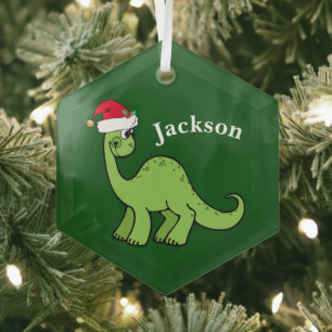 Adorno De Cristal Dinosaurios verdes de Navidades niños pequeños per