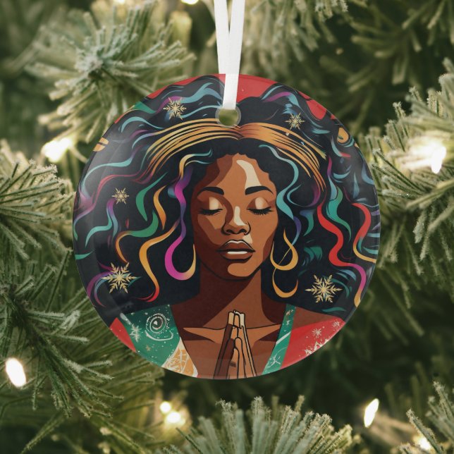 Adorno De Cristal Dios bendiga y mantenga a tus Navidades mujer negr (in situ)