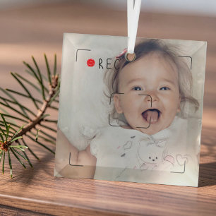 Adorno De Cristal Disco Rojo Divertido Foto Personalizada