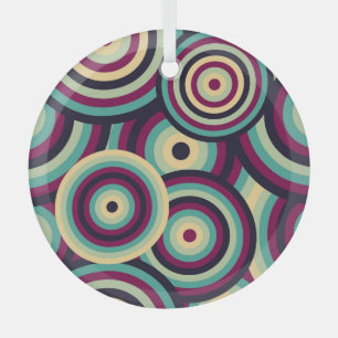 Adorno De Cristal Discos retro azul púrpura, patrón abstracto.