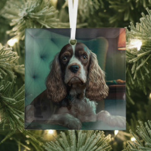Adorno De Cristal Diseño Clásico de Retrato de Cocker Spaniel Elegan