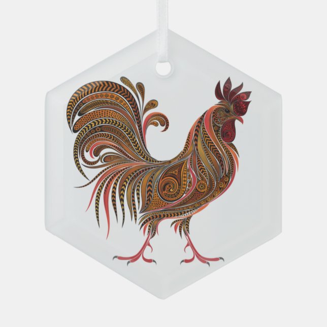 Adorno De Cristal Diseño de arte gráfico de gallo (Anverso)