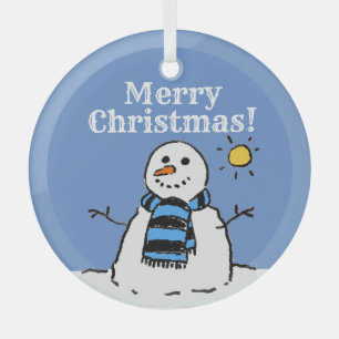 Adorno De Cristal Diseño de muñeco de nieve de Navidad con Feliz Nav
