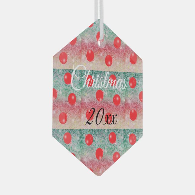 Adorno De Cristal Diseño de Navidades en Bauble Rojo (Anverso Derecho)