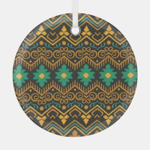 Adorno De Cristal Diseño étnico Ikat Fabric Borroidado