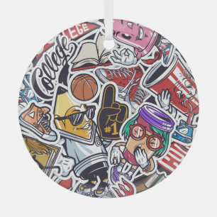 Adorno De Cristal Diversión universitaria, colorido patrón de cosech