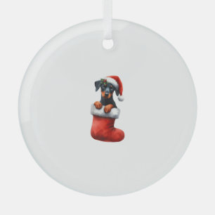Adorno De Cristal Doberman Pinscher En Navidades De Muerte Santa Hat