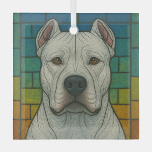 Adorno De Cristal Dogo Argentino "Vidrio Manchado"