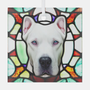 Adorno De Cristal Dogo Argentino "Vidrio Manchado"