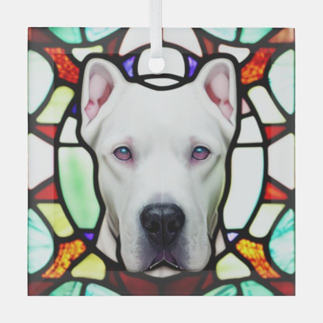 Adorno De Cristal Dogo Argentino "Vidrio Manchado" (Anverso)