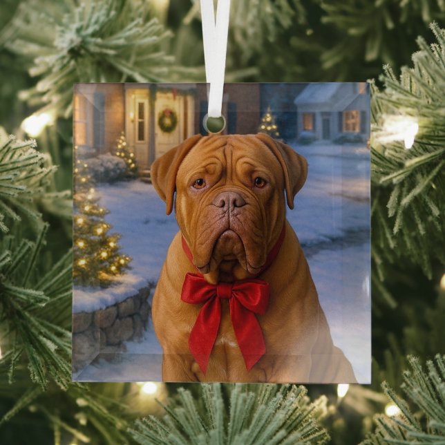 Adorno De Cristal Dogue De Bordeaux Holiday Ornament (in situ)