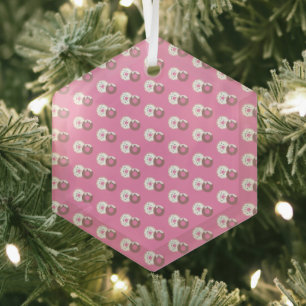 Adorno De Cristal Donas De Navidad Purpurina Panadería Rosa