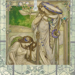 Adorno De Cristal Doncellas de la Música Art Nouveau Ilustración Vin