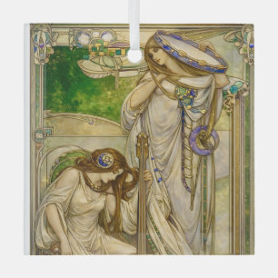 Adorno De Cristal Doncellas de la Música Art Nouveau Ilustración Vin