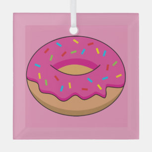 Adorno De Cristal Donut de fresa con Personalizado Sprinkles