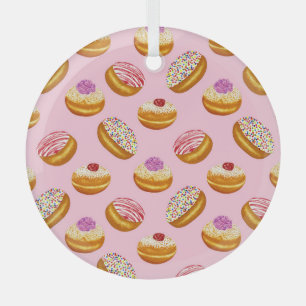 Adorno De Cristal Donuts coloridos: acuarela dibujada a mano