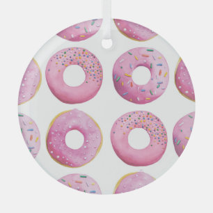 Adorno De Cristal Donuts rosados, coloridos patrones de azucar encim