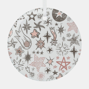Adorno De Cristal Doodles cósmicos: estrellas y cometas