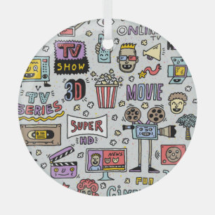 Adorno De Cristal Doodles de la serie de televisión: Divertido conju