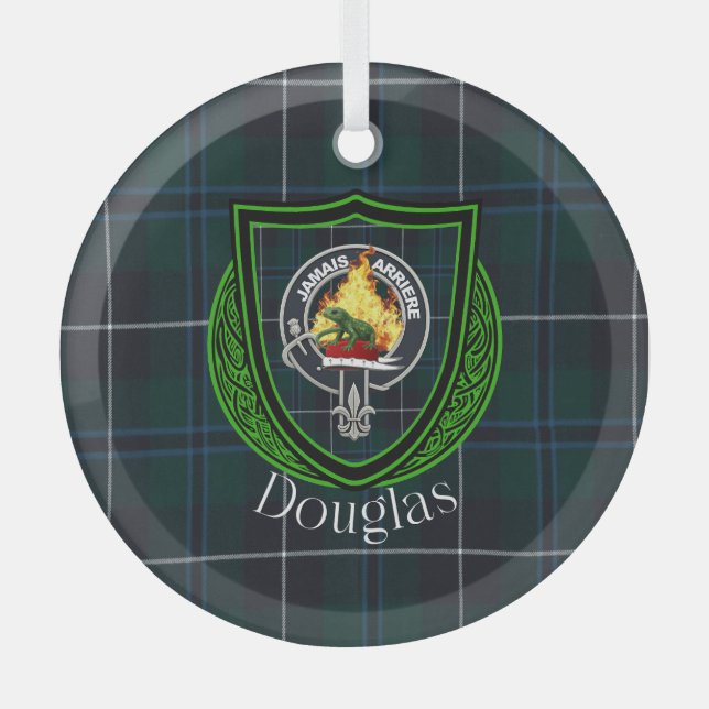 Adorno De Cristal Douglas Scottish Clan Tartan & Crest (Anverso)