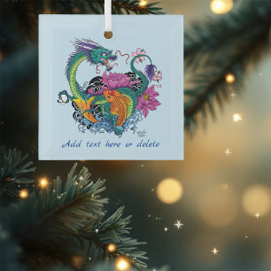 Adorno De Cristal Dragón de agua chino Koi Fish