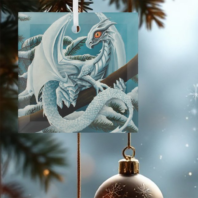Adorno De Cristal Dragón de invierno blanco para bebés (Subido por el creador)