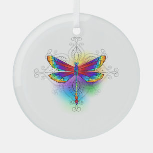 Adorno De Cristal Dragón poligonal arcoiris
