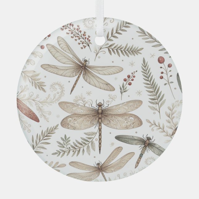 Adorno De Cristal Dragonflies del espíritu de vacaciones (Anverso)