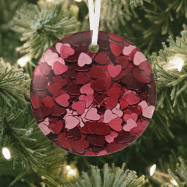 Adorno De Cristal Dreamy Crimson Cascade Heart Confetti