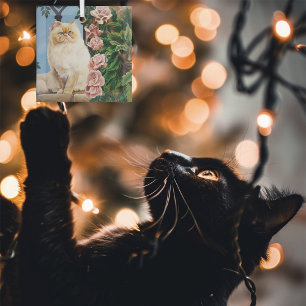 Adorno De Cristal Dryad, un gato Rosa persa