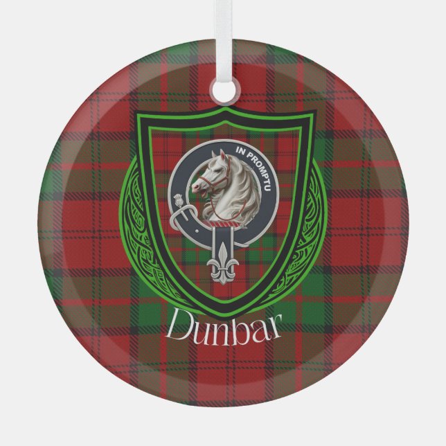 Adorno De Cristal Dunbar Scottish Clan Tartan & Crest (Anverso)