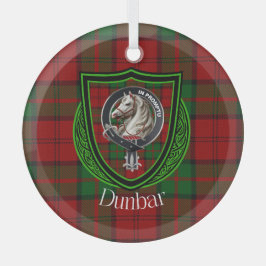 Adorno De Cristal Dunbar Scottish Clan Tartán y Escudo