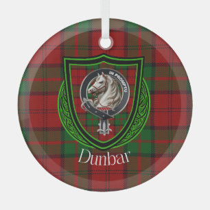 Adorno De Cristal Dunbar Scottish Clan Tartán y Escudo