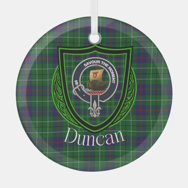 Adorno De Cristal Duncan Scottish Clan Tartan & Crest (Anverso)