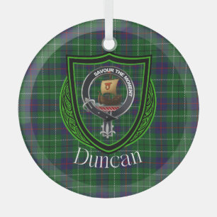 Adorno De Cristal Duncan Scottish Clan Tartán y Escudo