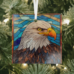 Adorno De Cristal Eagle Patriótico Bald Stainle