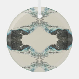 Adorno De Cristal Ecos Tidal — Patrón Abstracto de Tinta Fluida