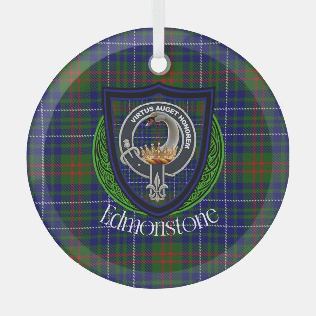 Adorno De Cristal Edmonstone Scottish Clan Tartan & Crest (Anverso)